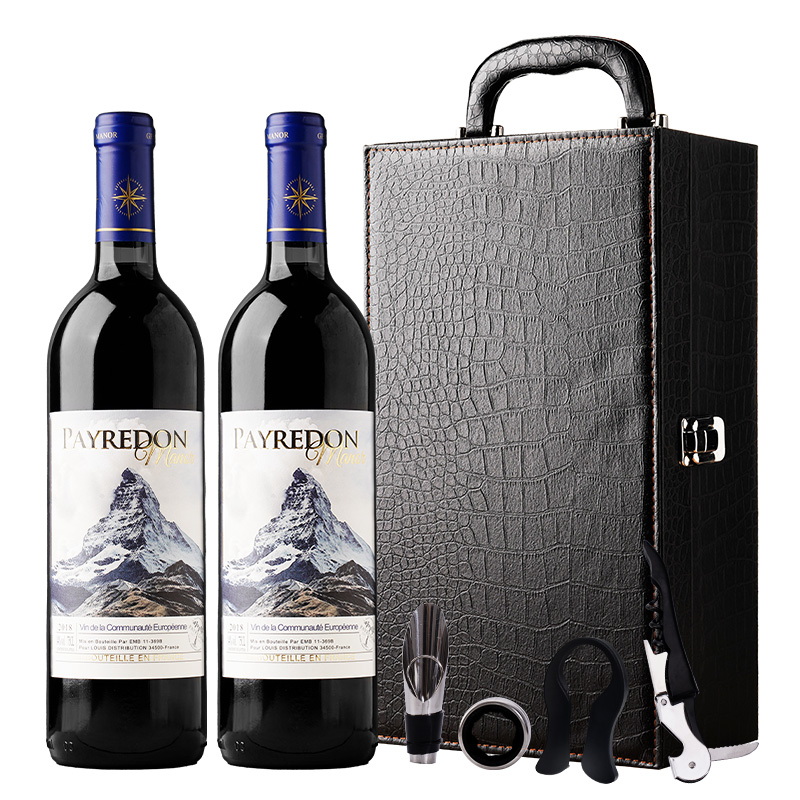 [精美皮箱装]法国进口佩顿庄园阿尔卑斯干红葡萄酒750ml/瓶 送酒器4件套